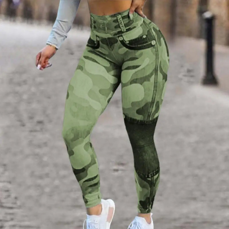 Calça Leg camuflada - Cintura alta