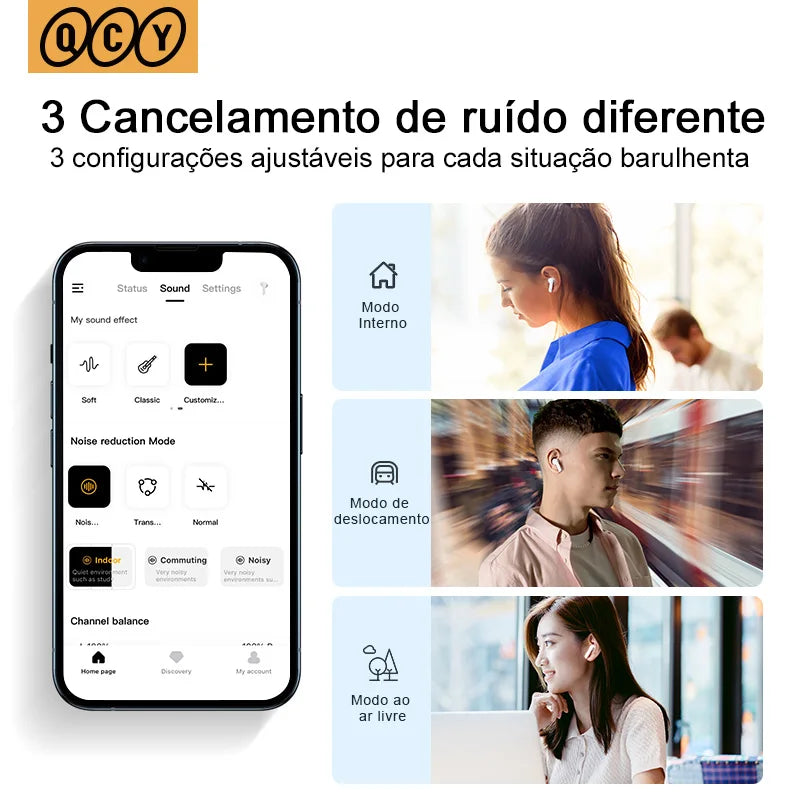 fone de ouvido sem fio 40dB - Cancelamento de ruído Bluetooth